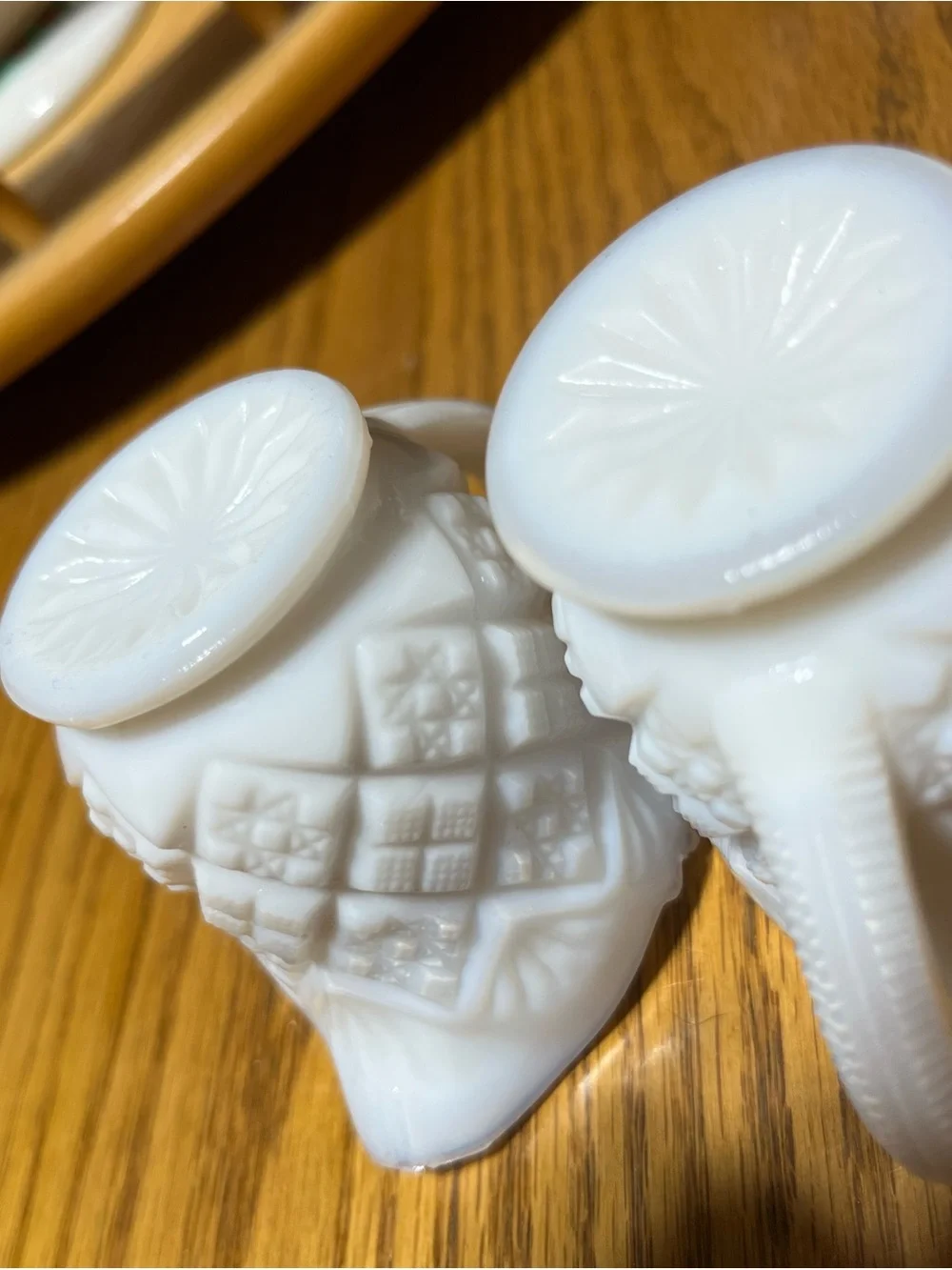 Mini Vintage Milk Glass Creamer and Sugar Set - White